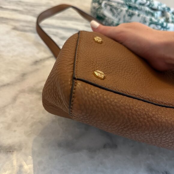 Tory Burch Thea Leather Satchel Top Handle Tan/Brown Gold Hardware - Picture 14 of 14